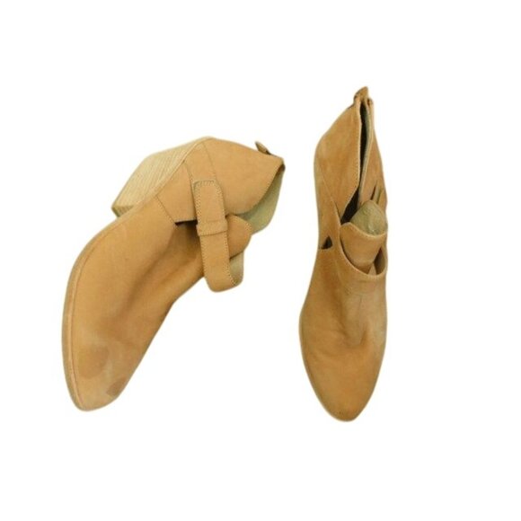 Eileen Fisher Size 10 Camel Leather Ankle Booties Boots - Picture 1 of 5